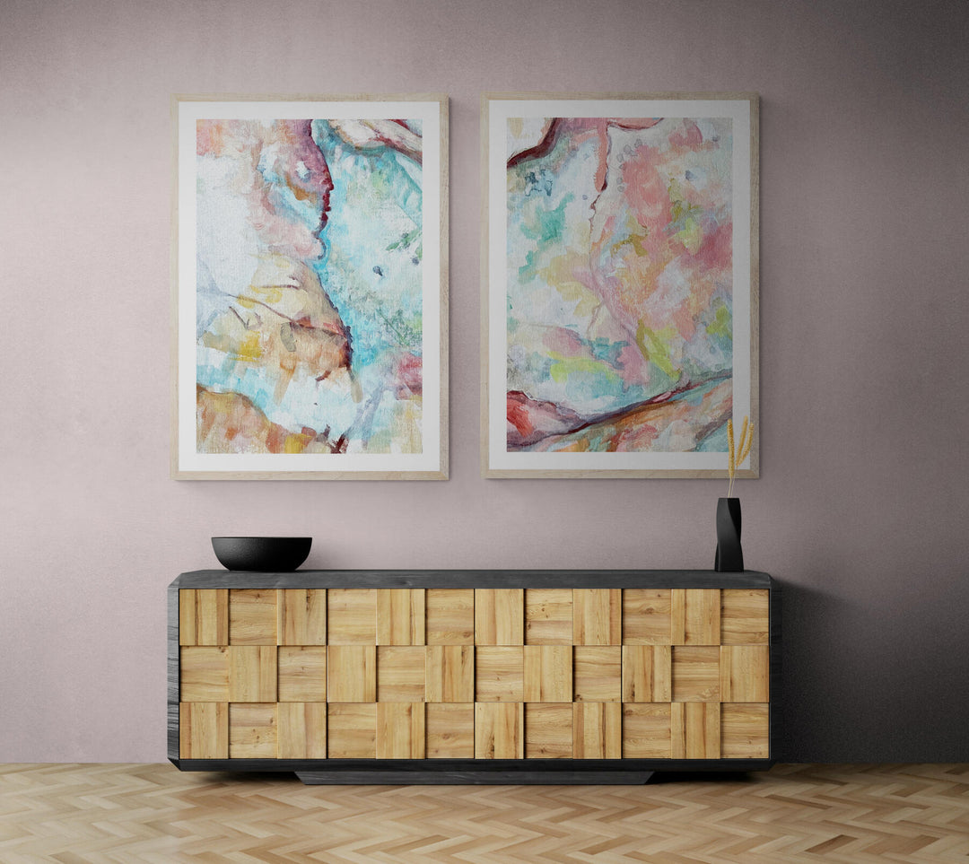 In The Blue & Pink Landing Abstract Set