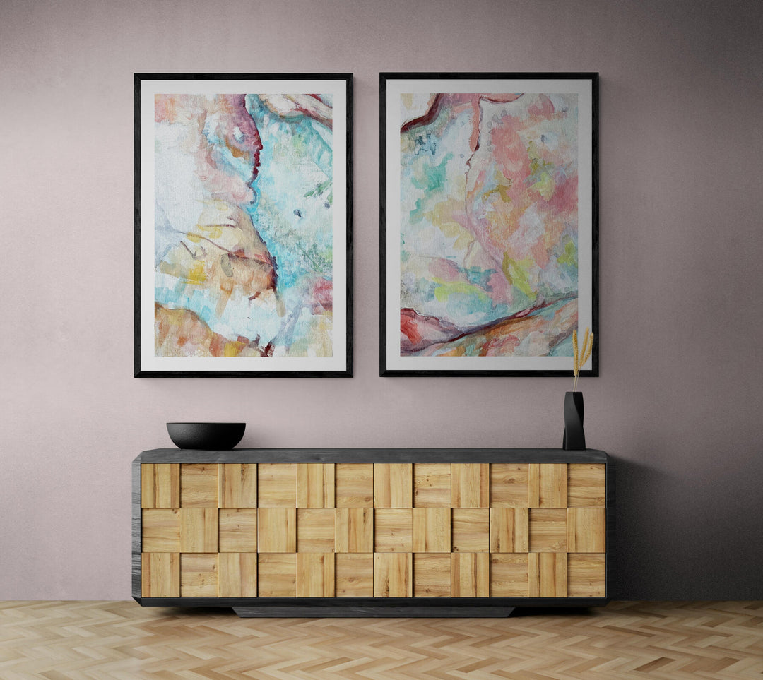 In The Blue & Pink Landing Abstract Set