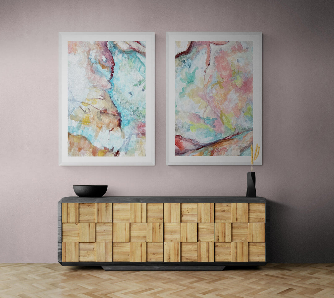 In The Blue & Pink Landing Abstract Set